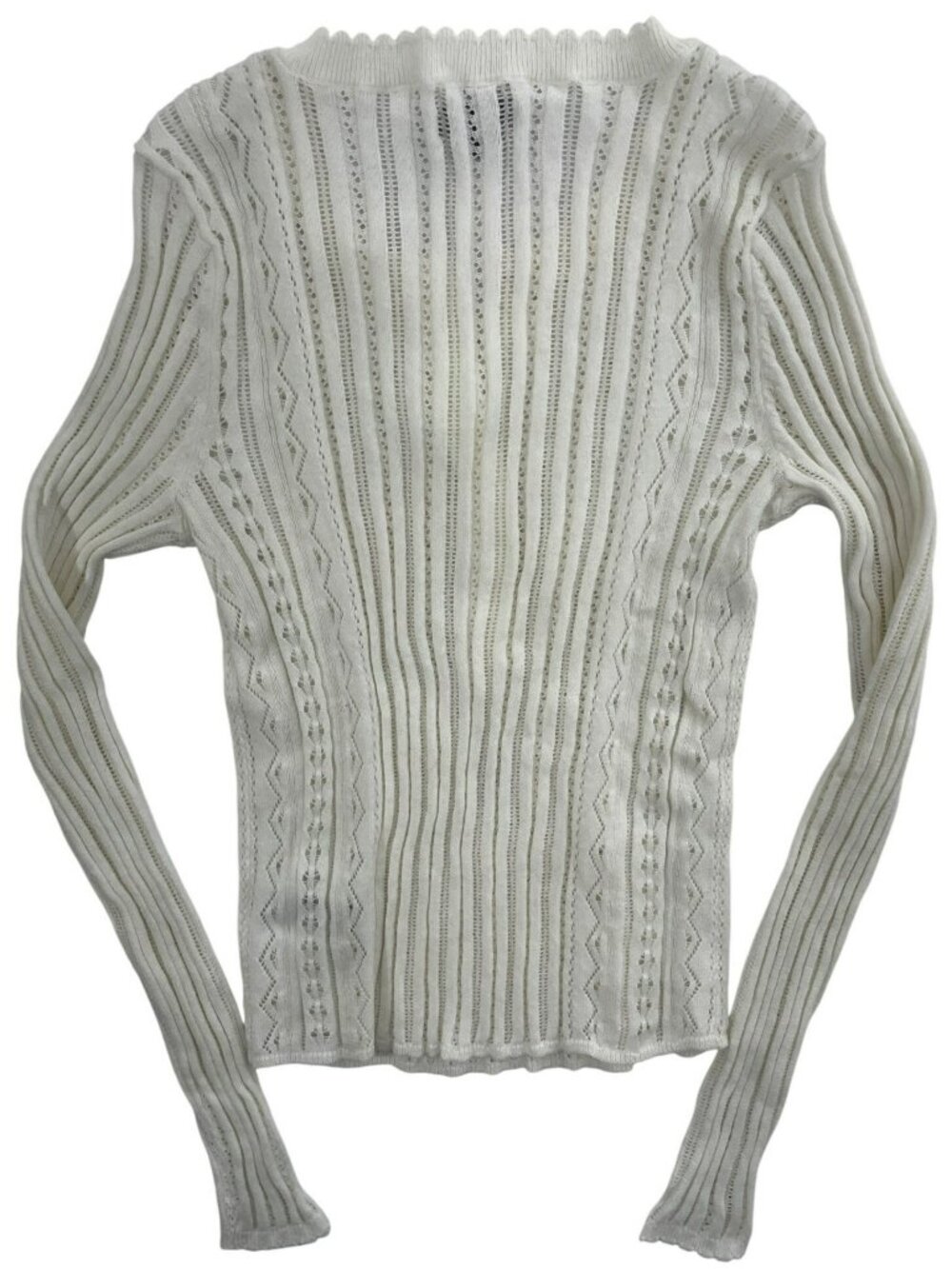 American Eagle Outfitters White Cotton Pointelle Knit Button Sweater Wmn's Sz XS - Picture 2 of 6